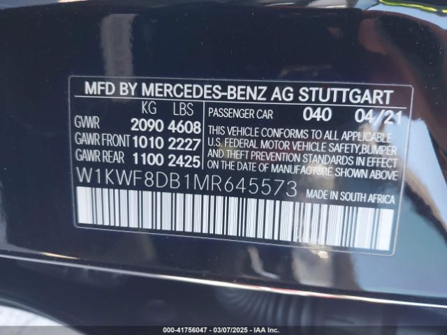 2021 MERCEDES-BENZ C 300 W1KWF8DB1MR645573 Photo 8