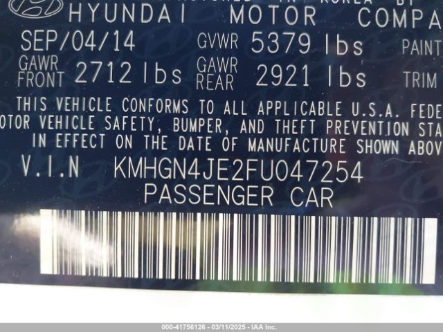 KMHGN4JE2FU047254 Hyundai Genesis 3.8