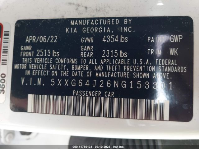 5XXG64J26NG153301 KIA K5 Gt-line