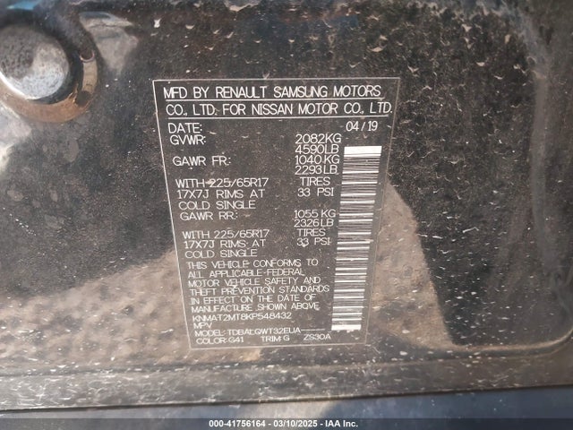 Nissan ROGUE SV 2019 KNMAT2MT8KP548432 Image 9