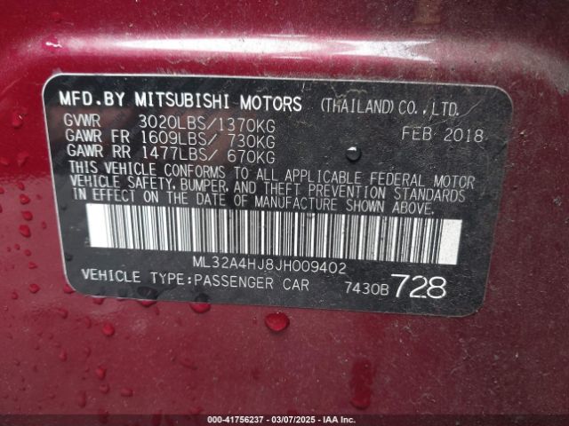 2018 MITSUBISHI MIRAGE ML32A4HJ8JH009402 Photo 8