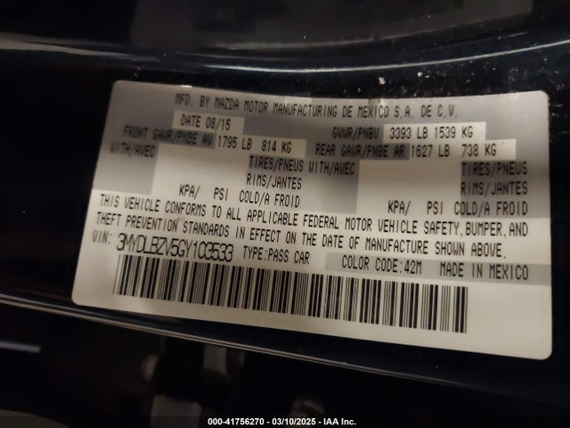 3MYDLBZV5GY103533 Scion IA