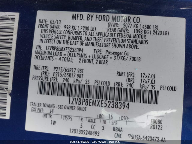Ford Mustang V6 2014 1ZVBP8EMXE5238394 Image 9