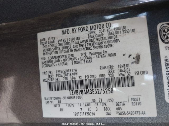 1ZVBP8AM3E5275258 Ford Mustang V6 Premium