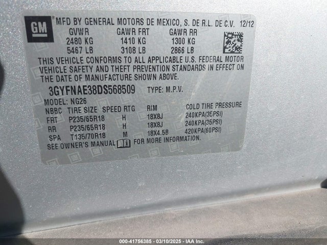 2013 CADILLAC SRX 3GYFNAE38DS568509 Photo 8