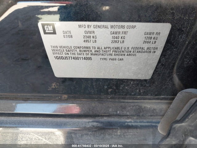 2009 CADILLAC CTS 1G6DJ577490114095 Photo 8
