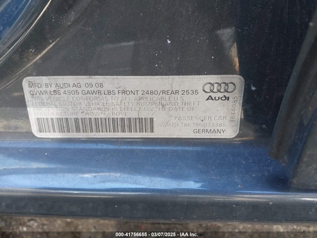 2009 AUDI A4 WAUSF78K19N023385 Photo 8