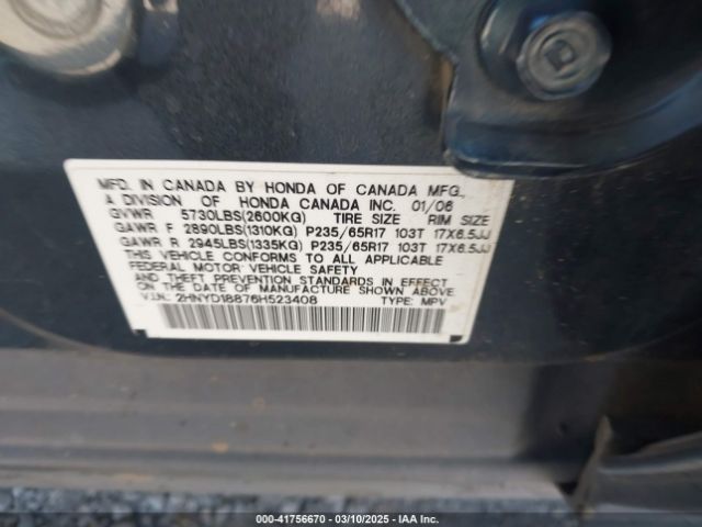 2006 ACURA MDX 2HNYD18876H523408 Photo 8