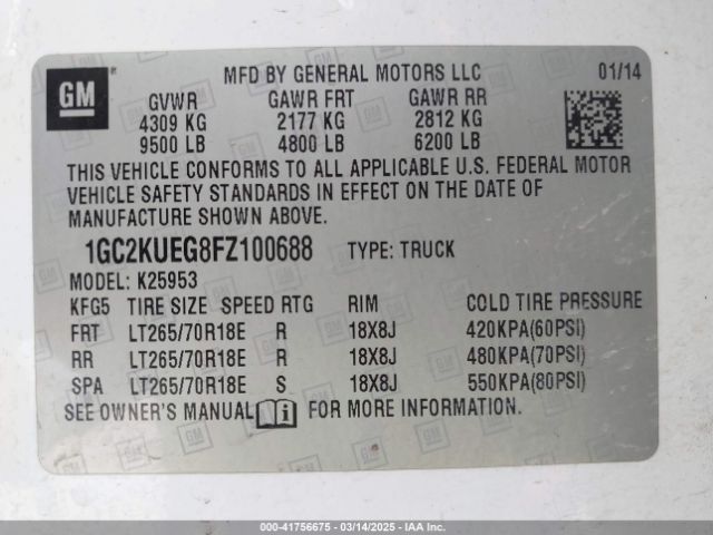 1GC2KUEG8FZ100688 Chevrolet Silverado 2500hd Wt