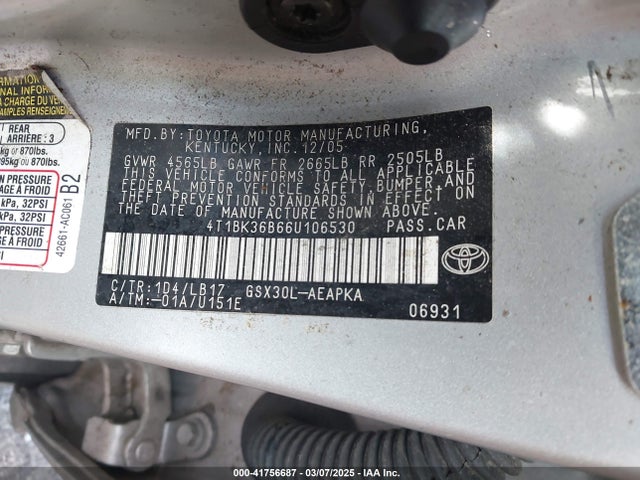 Продажа на аукционе авто 2006 Toyota Avalon Limited, vin: 4T1BK36B66U106530, номер лота: 41756687