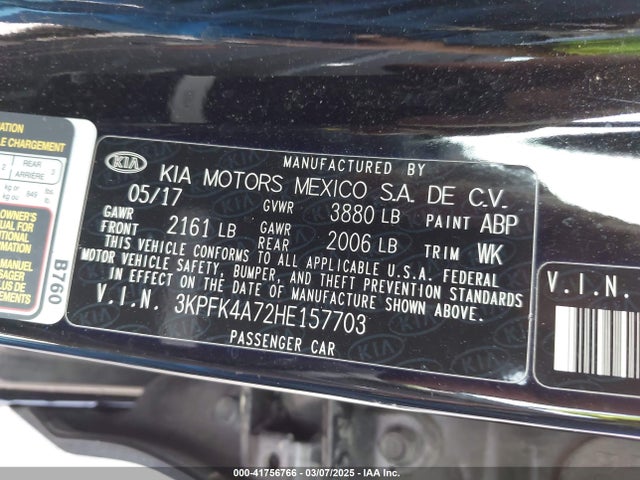KIA FORTE LX 2017 3KPFK4A72HE157703 Image 9
