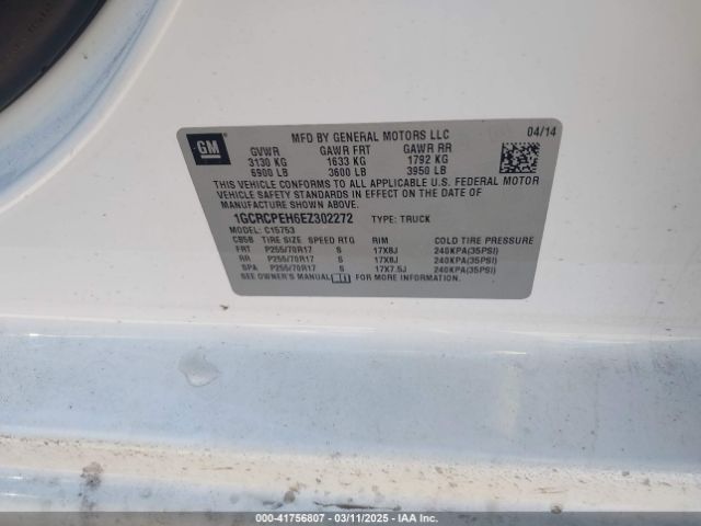1GCRCPEH6EZ302272 Chevrolet Silverado 1500 Work Truck 1wt