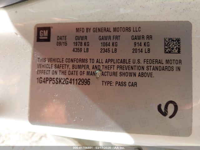 1G4PP5SK2G4112996 Buick Verano