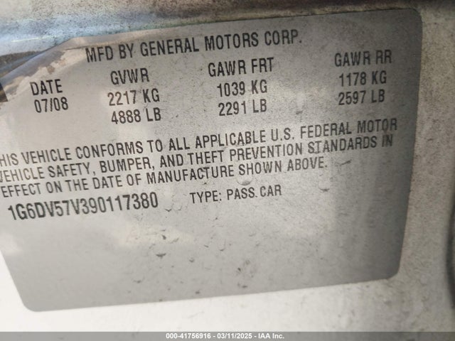 2009 CADILLAC CTS 1G6DV57V390117380 Photo 8