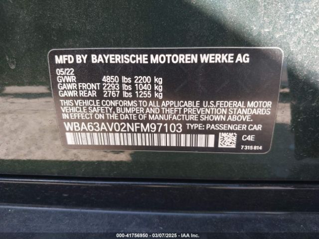 WBA63AV02NFM97103 BMW 430i Gran Coupe