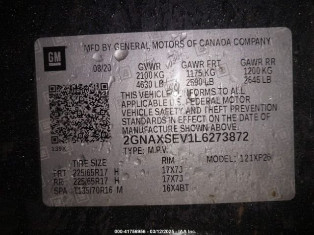 2GNAXSEV1L6273872 Chevrolet Equinox Awd Ls