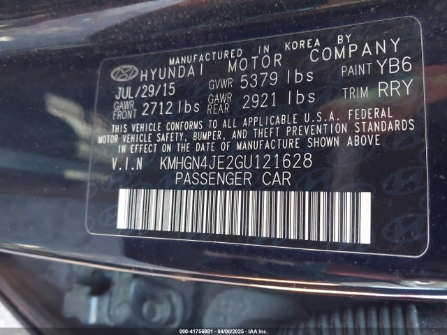 KMHGN4JE2GU121628 Hyundai Genesis 3.8
