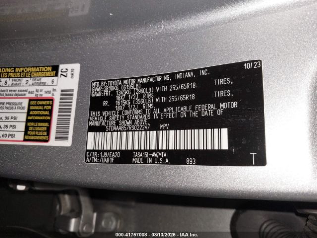 2024 TOYOTA GRAND HIGHLANDER 5TDAAAB57RS022247 Photo 8