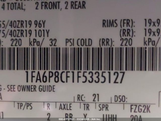 1FA6P8CF1F5335127 Ford Mustang Gt Premium