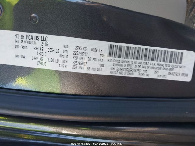 2C4RDGBG8GR315756 Dodge Grand Caravan Se