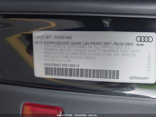 WAUD8AF21KN126914 Audi A6 45 Premium