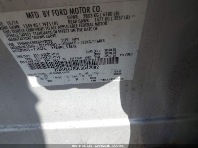 2FMHK6C80EBD42082 Ford FLEX SEL