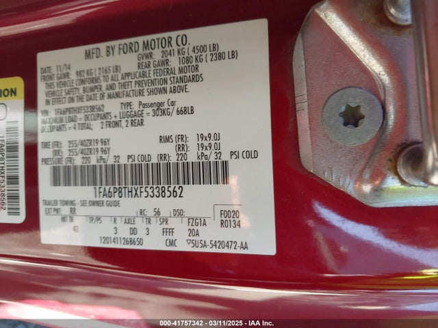 1FA6P8THXF5338562 Ford Mustang Ecoboost