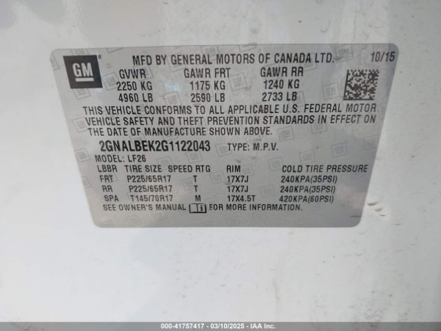 2GNALBEK2G1122043 Chevrolet EQUINOX LS