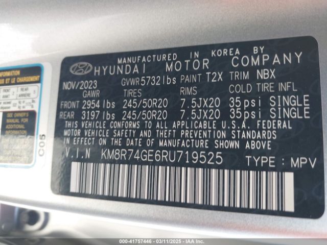 KM8R74GE6RU719525 Hyundai Palisade Calligraphy