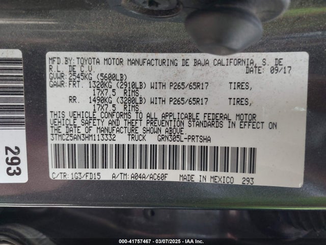 3TMCZ5AN3HM113332 Toyota Tacoma Trd Sport