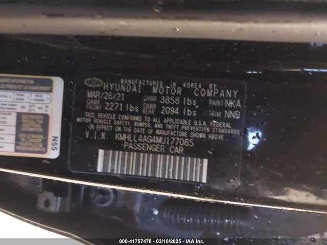 KMHLL4AG4MU177085 Hyundai ELANTRA SE