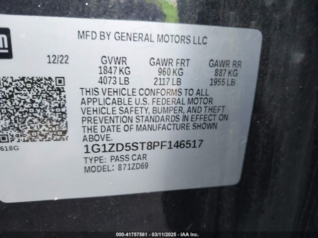 1G1ZD5ST8PF146517 Chevrolet Malibu Fwd 1lt