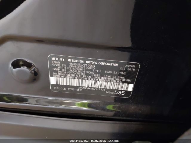 JA4AS3AA7KZ019533 Mitsubishi Eclipse Cross Es
