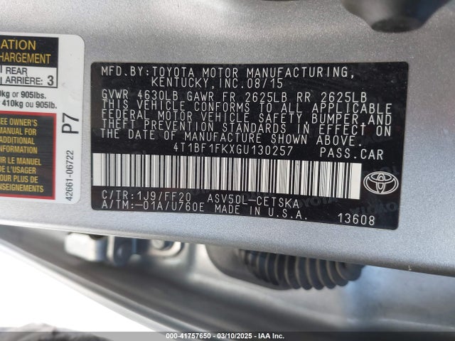 4T1BF1FKXGU130257 Toyota CAMRY SE