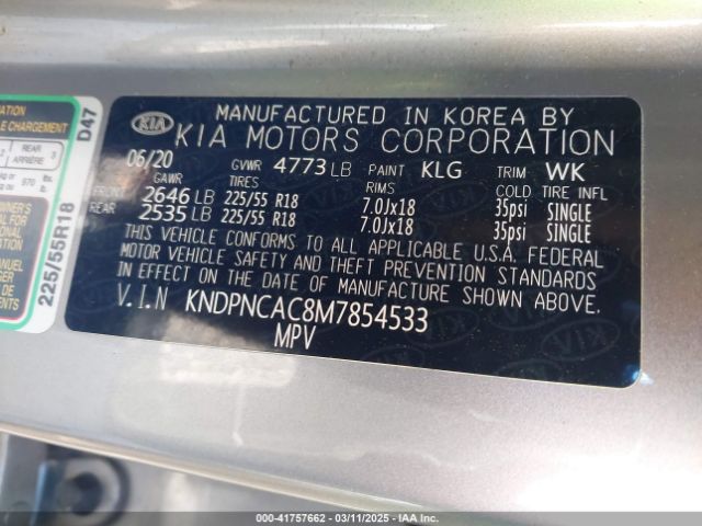 KNDPNCAC8M7854533 KIA Sportage Ex