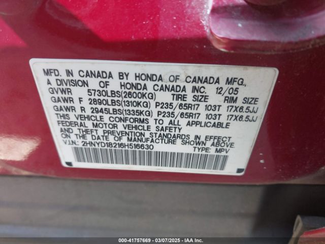 2006 ACURA MDX 2HNYD18216H516630 Photo 8