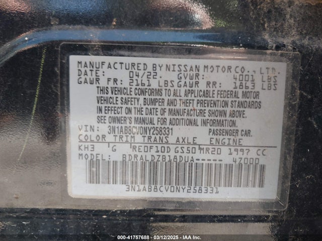 Nissan Sentra Sv Xtronic Cvt 2022 3N1AB8CV0NY258331 Image 9