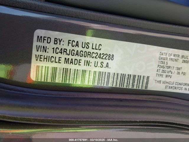1C4RJGAG0RC242288 Jeep Grand Cherokee Laredo 4x2