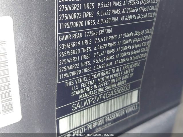 SALWR2VF4GA556933 Land Rover Range Rover Sport 3.0l V6 Supercharged Hse