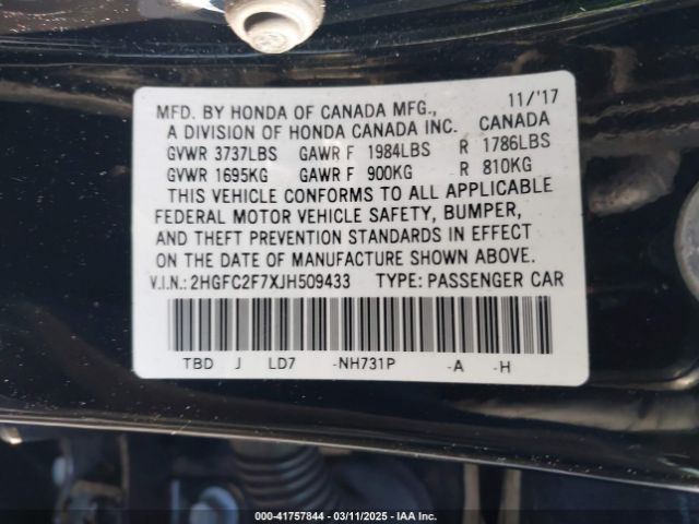 2HGFC2F7XJH509433 Honda CIVIC EX