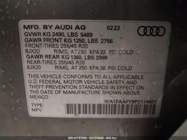 WA1FAAFY9P2114601 Audi Q5 Prestige 45 Tfsi S Line Quattro S Tronic