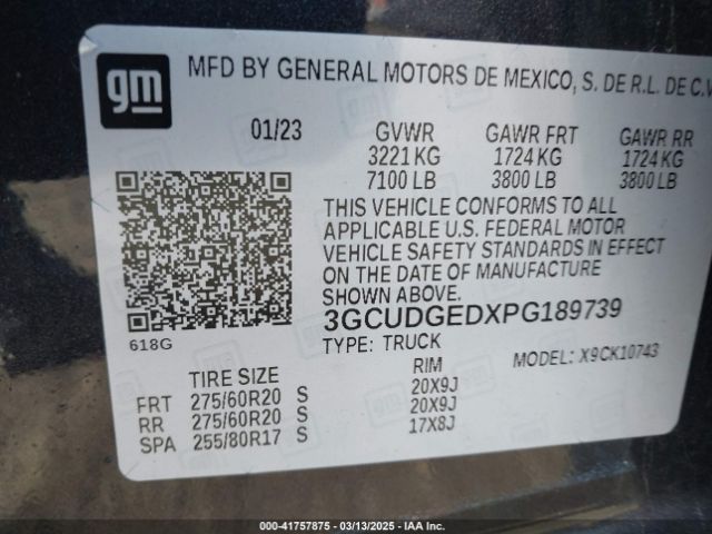 3GCUDGEDXPG189739 Chevrolet Silverado 1500 4wd  Standard Bed Ltz