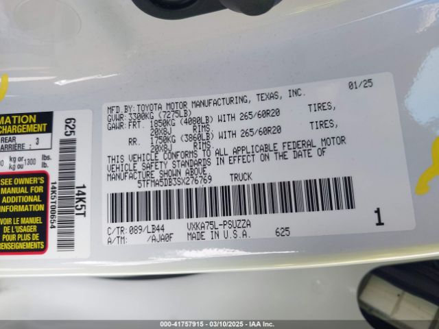 5TFMA5DB3SX276769 Toyota Tundra 1794 Edition 4wd