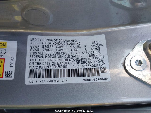Honda Civic Sport 2023 2HGFE2F50PH550459 Image 9