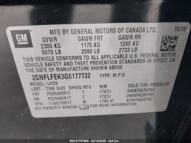 2GNFLFEK3G6177732 Chevrolet EQUINOX LT