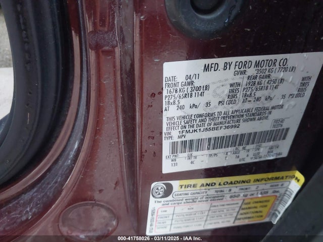 2011 FORD EXPEDITION EL 1FMJK1J55BEF36992 Photo 8