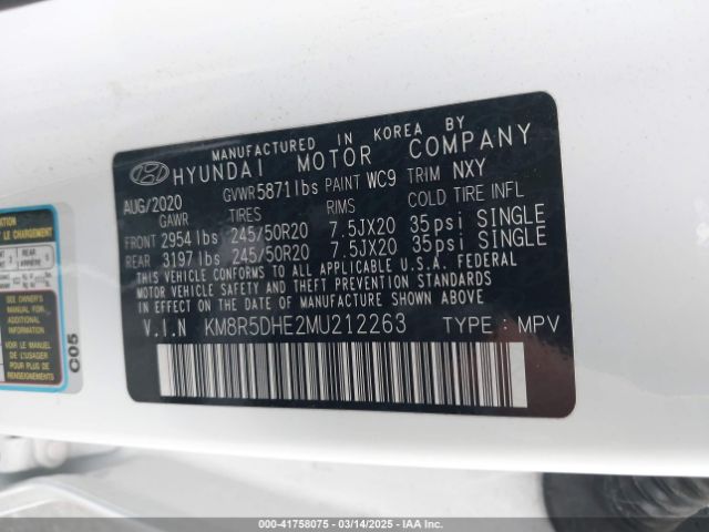 KM8R5DHE2MU212263 Hyundai Palisade Limited