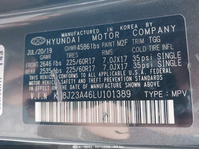 KM8J23A46LU101389 Hyundai TUCSON SE