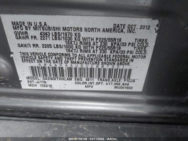 2013 MITSUBISHI OUTLANDER SPORT 4A4AP4AU6DE007951 Photo 8