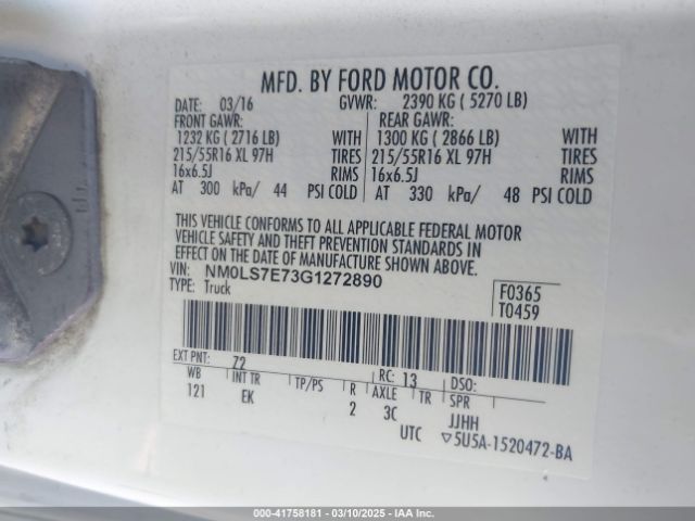 NM0LS7E73G1272890 Ford Transit Connect Xl